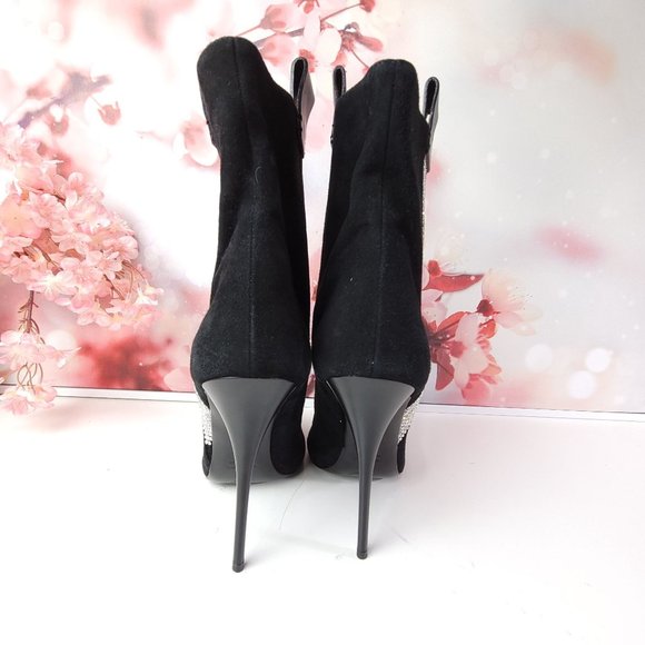 Giuseppe Zanotti Dina  Crystal Embellished Boots Black Suede Size 10 US 41 EU - Picture 3 of 10